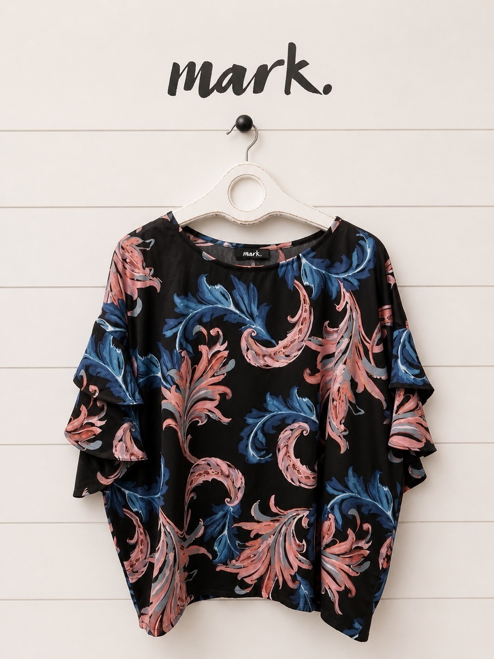 MARK Black Floral Blouse 3X